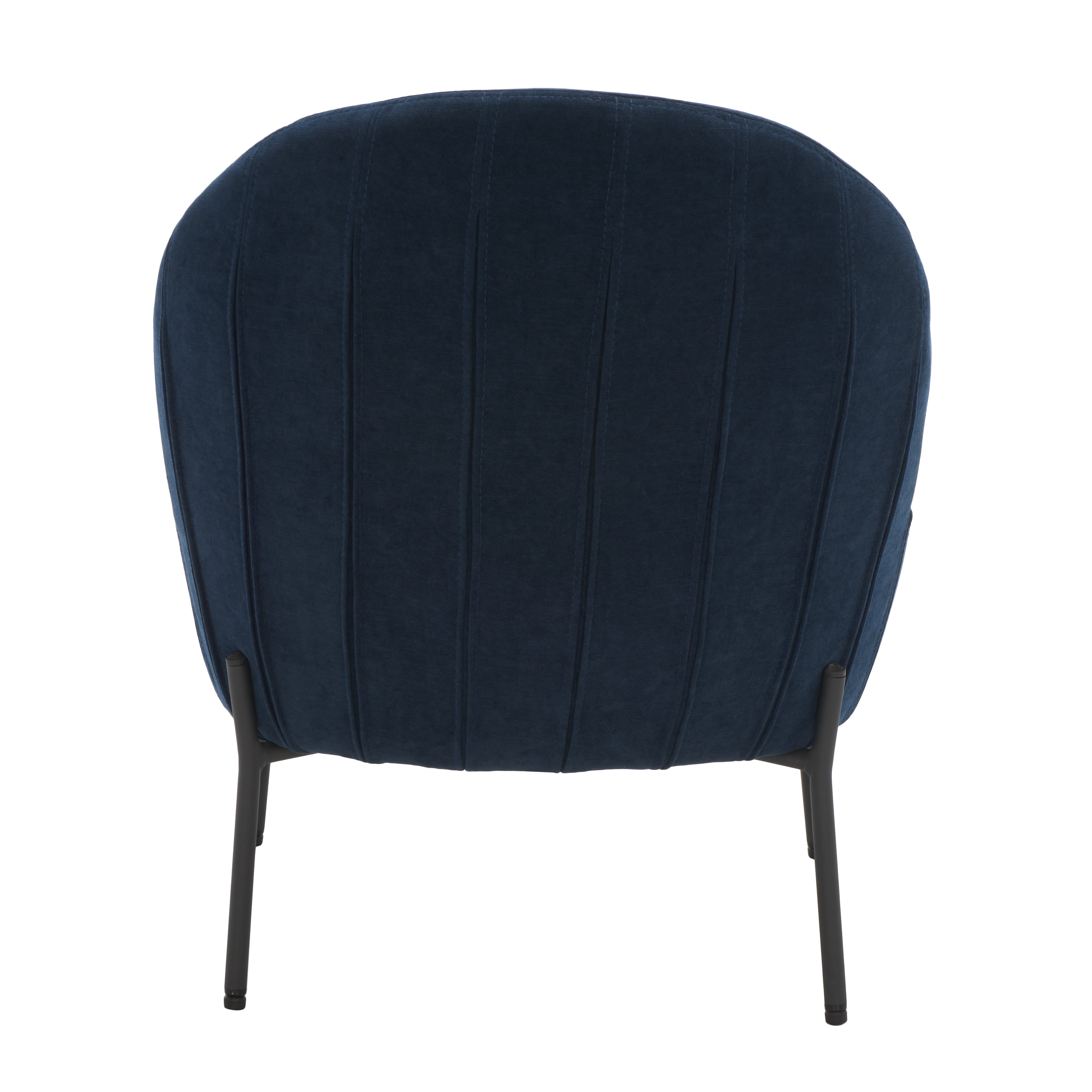 Navy Velvet Channel-Tufted Slipper Chair with Metal Legs