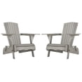 thumbnail image 1 of Safavieh Breetel Outdoor Chairs w/ Wine Glass Holder, Set of 2-Grey, 1 of 15
