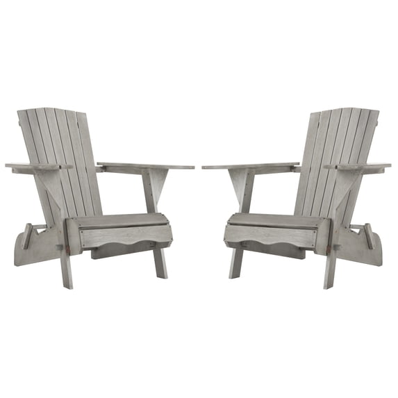 Safavieh Breetel Outdoor Chairs w/ Wine Glass Holder, Set of 2-Grey