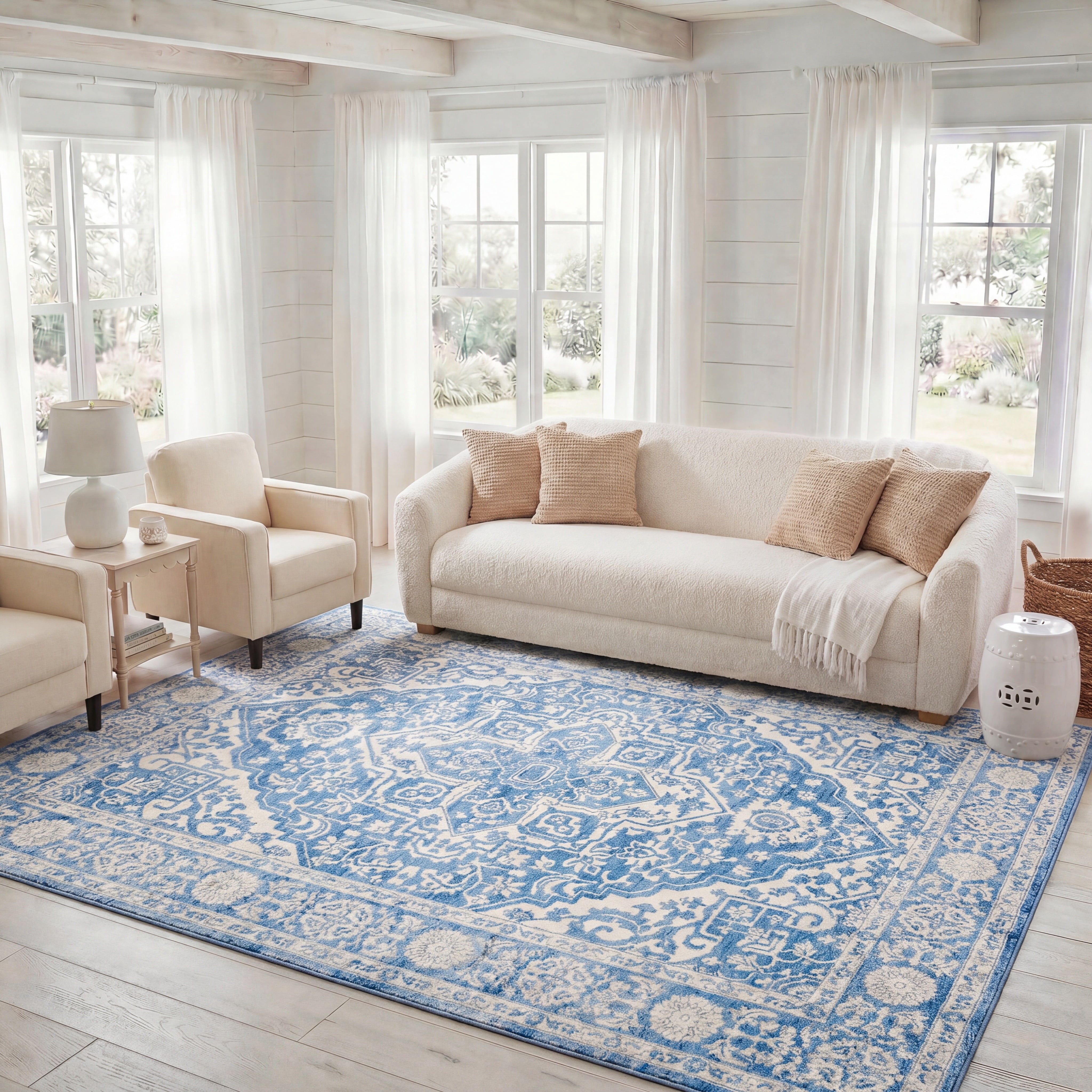 Safavieh Brentwood Adams Oriental Area Rug, Ivory/Navy, 7' x 9'