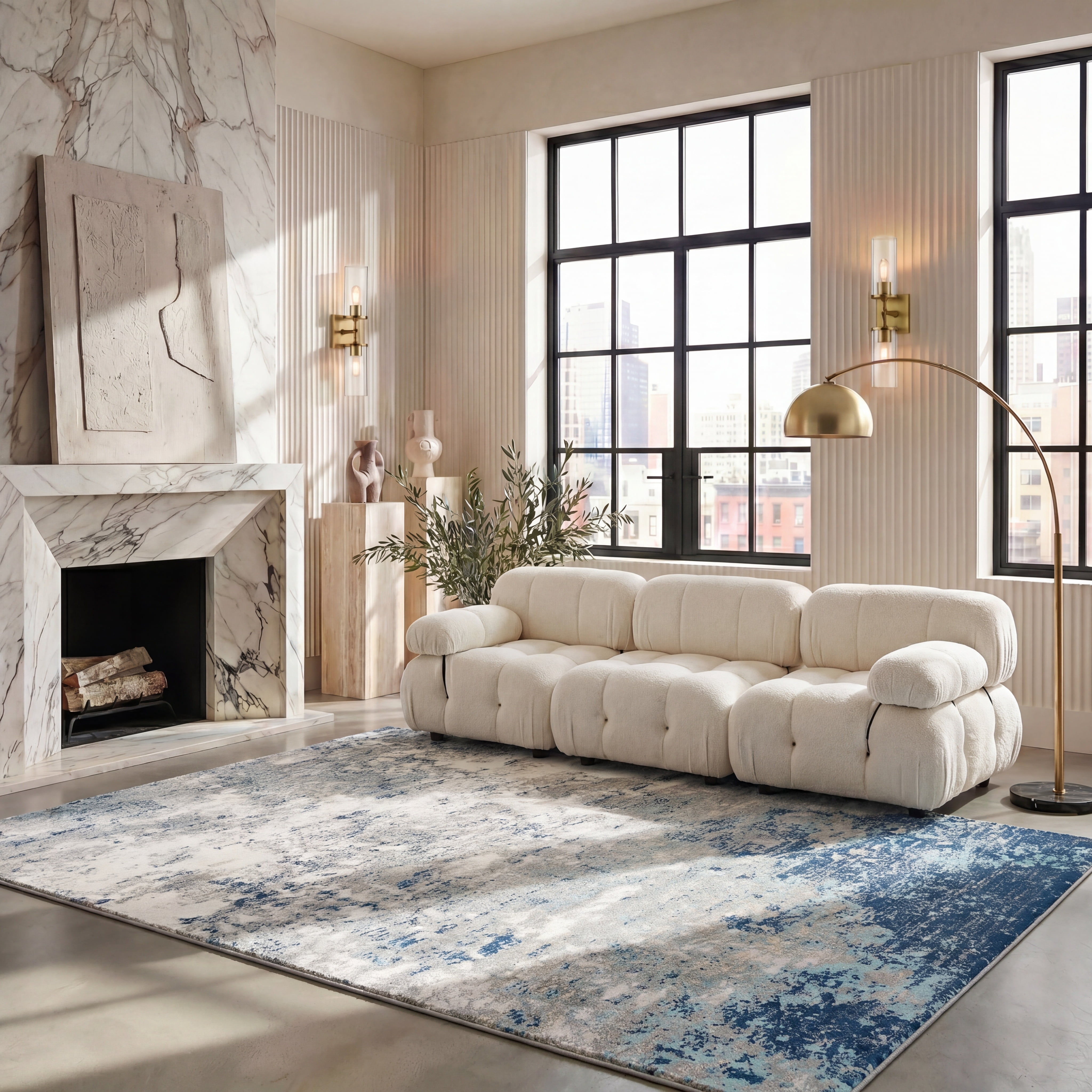 Safavieh Brentwood Ainslee Abstract Area Rug, Light Gray/Blue, 6' x 8'