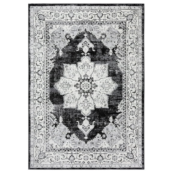 Safavieh  Brentwood Donna Oriental Medallion Rug 5'3" x  7'6" - Ivory/Black - Rectangle