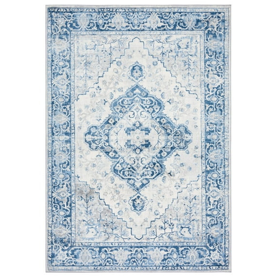 SAFAVIEH Brentwood Cherette Oriental Area Rug, Blue/Ivory, 5'3" x 7'6"