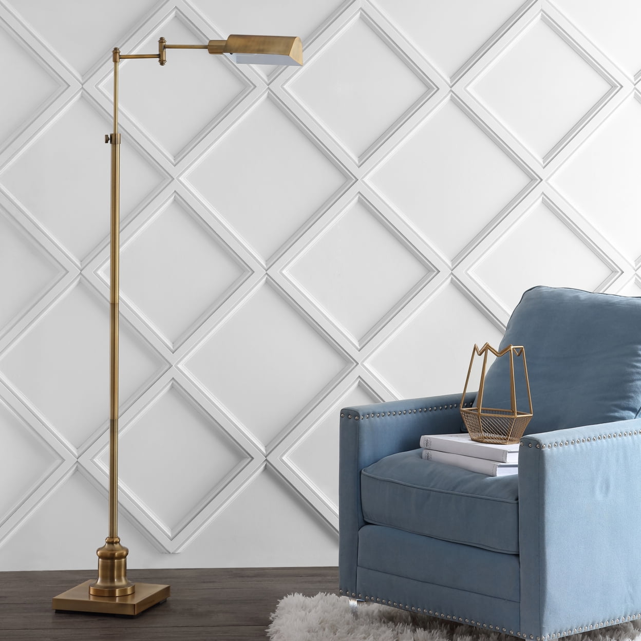 Adjustable Contemporary Briggs 65'' Brass Gold Metal Floor Lamp