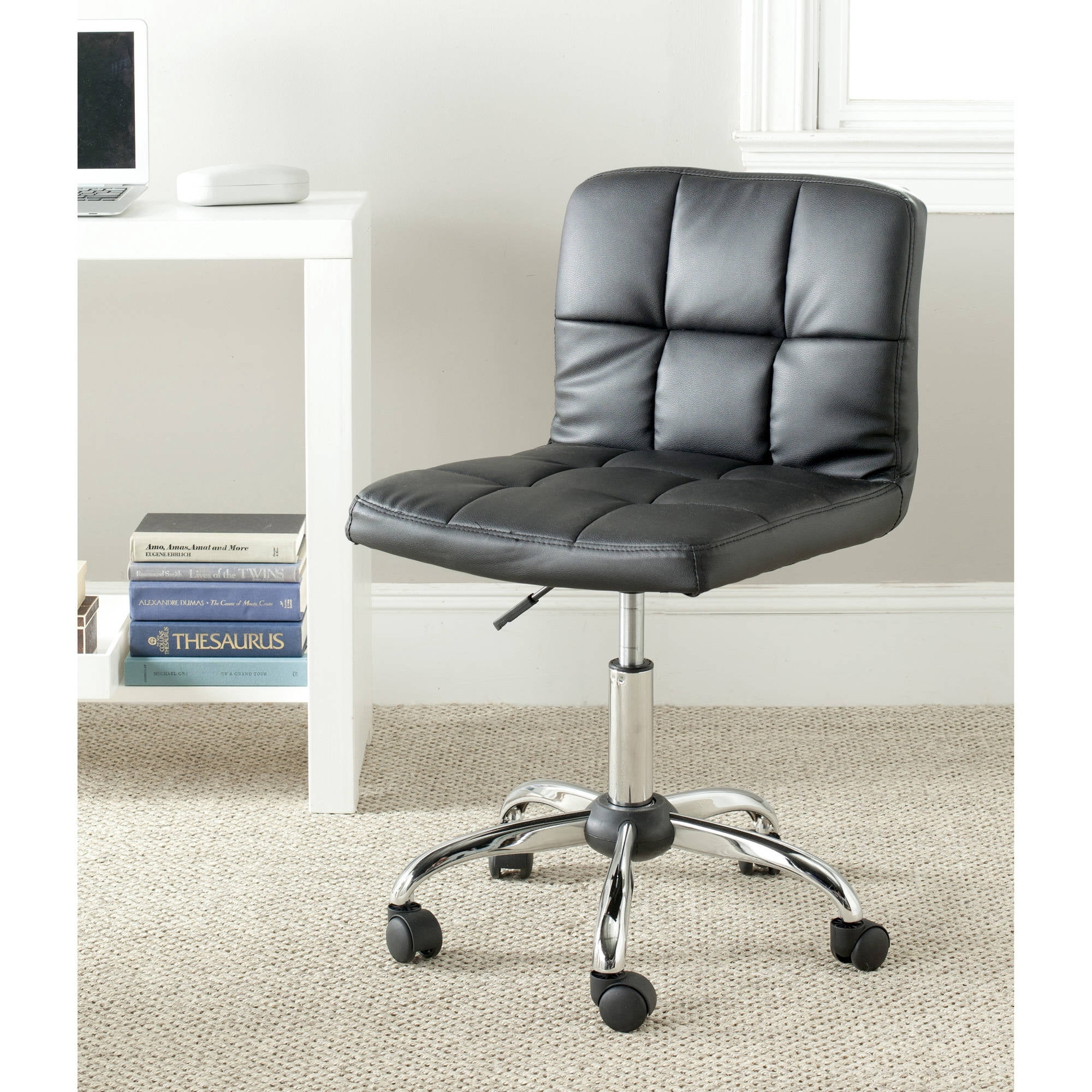 Safavieh Brunner PVC Mid Back Desk Chair, Black