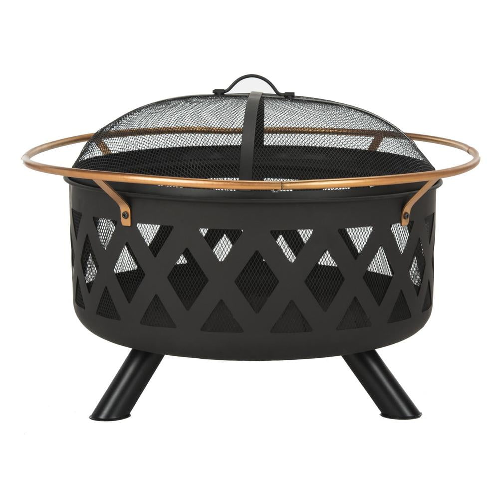 Bryce 30'' Black and Gold Iron Wood-Burning Fire Pit
