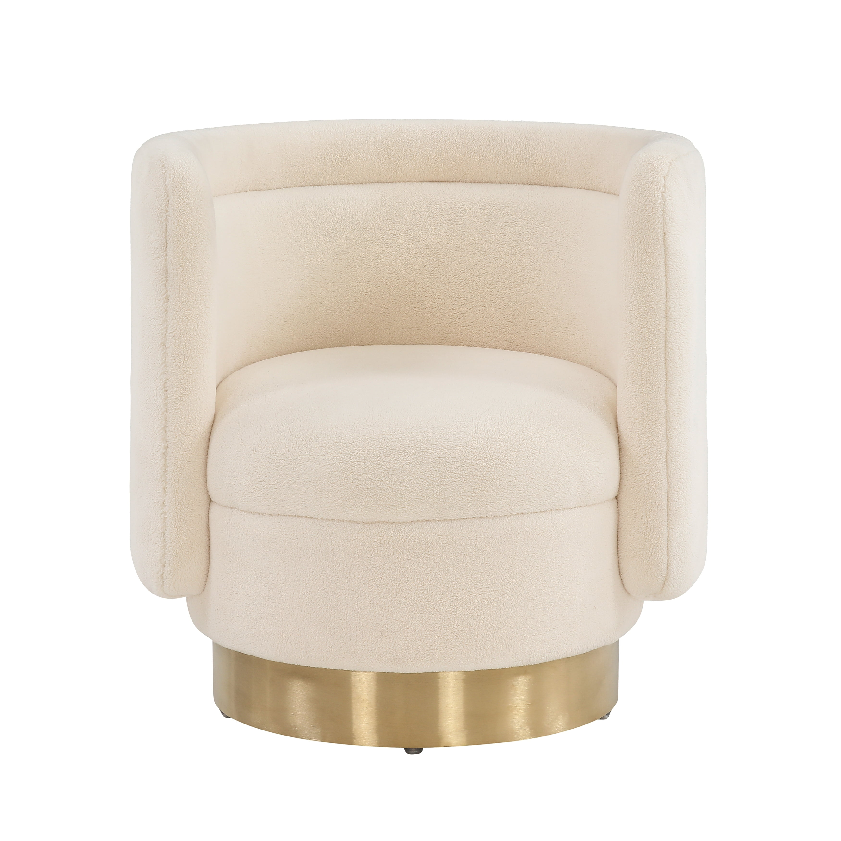 Ivory Gold 32" Swivel Accent Chair with Wood Base