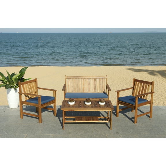 Safavieh Burbank Outdoor Contemporary 4 Piece Living Set with Cushion