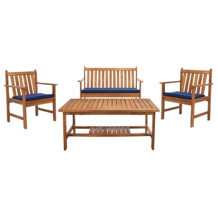 Safavieh Burbank Outdoor Contemporary 4 Piece Living Set with Cushion