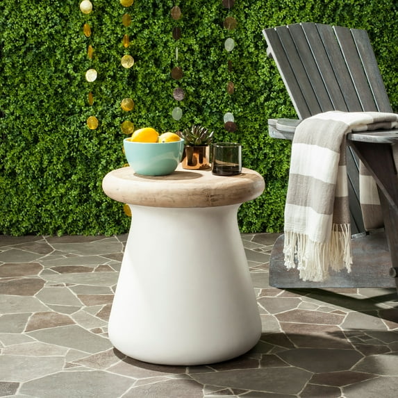 Safavieh Button Outdoor Modern Round Accent Table - Ivory