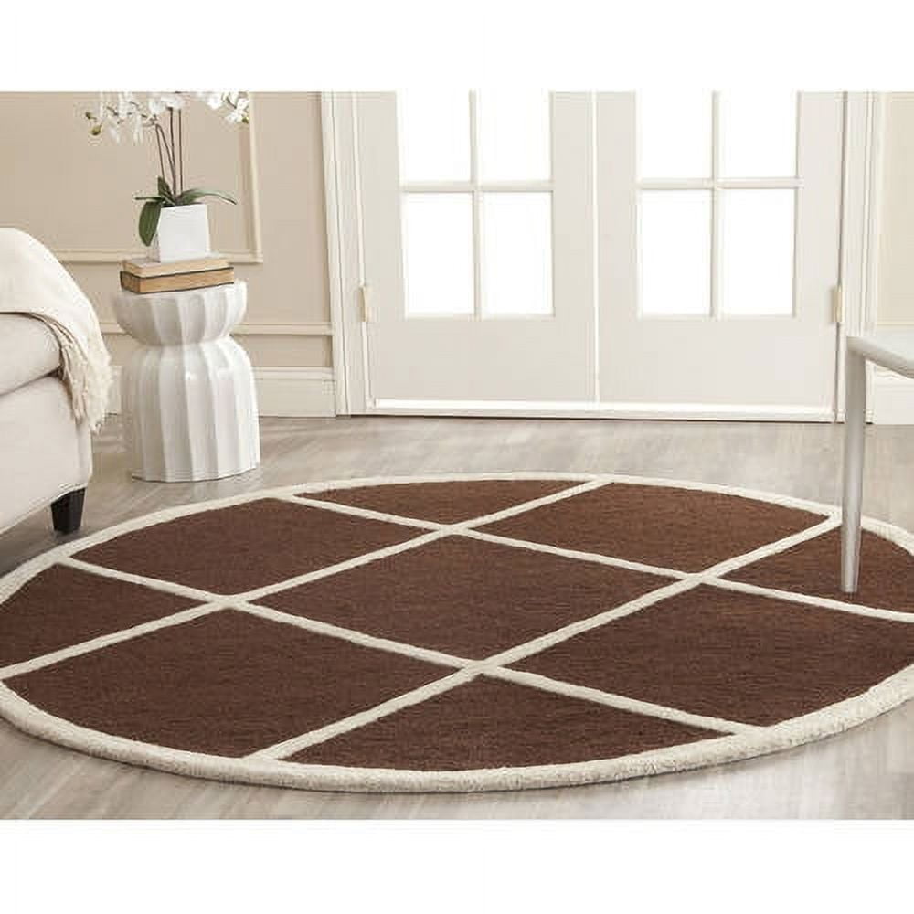 SAFAVIEH Cambridge Kennedy Geometric Wool Area Rug, Dark Brown/Ivory, 6 ...