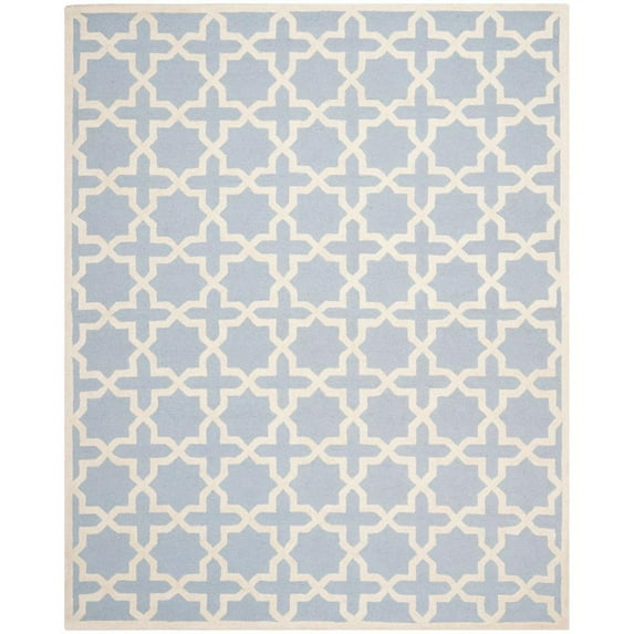SAFAVIEH Cambridge Liz Geometric Wool Area Rug, Light Blue/Ivory, 10' x 14'
