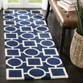 thumbnail image 1 of SAFAVIEH Chatham Francis Geometric Wool Runner Rug, Dark Blue/Ivory, 2'3" x 7', 1 of 6
