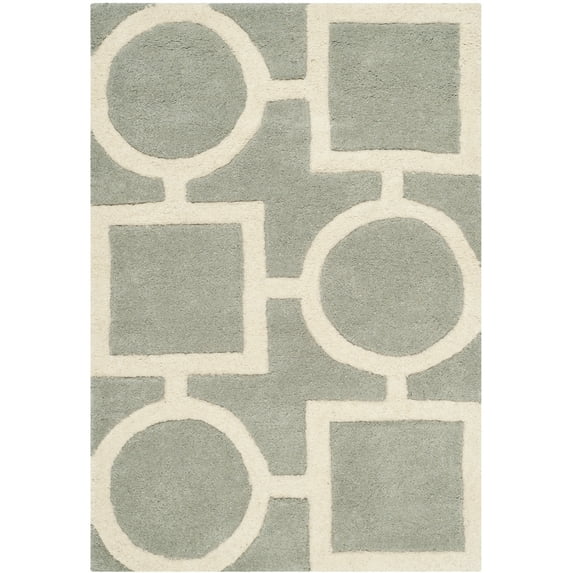 SAFAVIEH Chatham Francis Geometric Wool Area Rug, Gray/Ivory, 3' x 5'