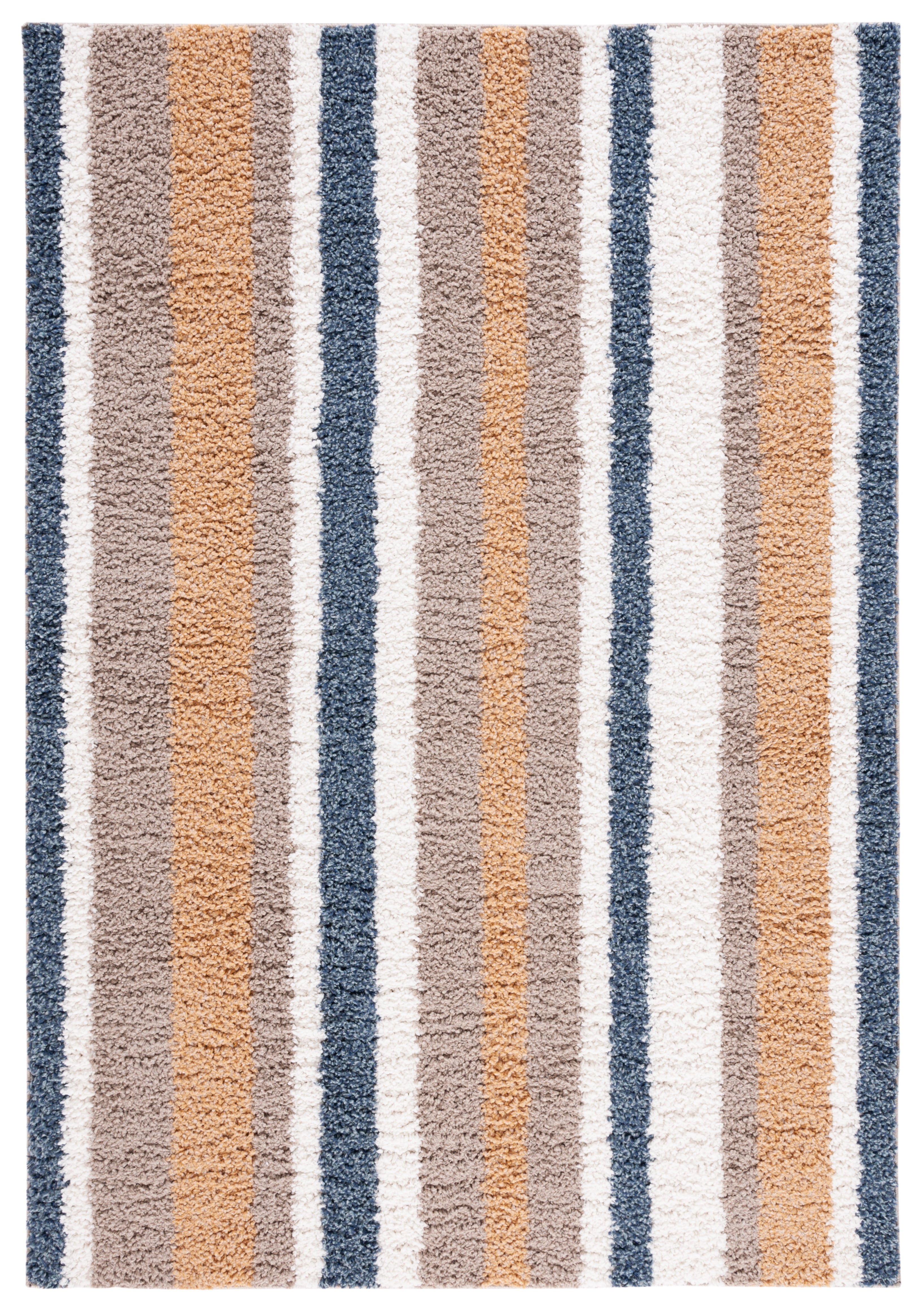 Ivory Geometric Shag 8' x 10' Hand-knotted Area Rug