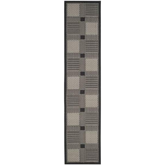 Safavieh Courtyard Eileen Geometric Indoor/Outdoor Runner Rug, Black/Sand, 2'3" x 10'