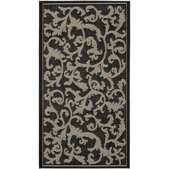 Safavieh Courtyard Kevin Floral Indoor/Outdoor Area Rug, Black/Sand, 2' x 3'7"
