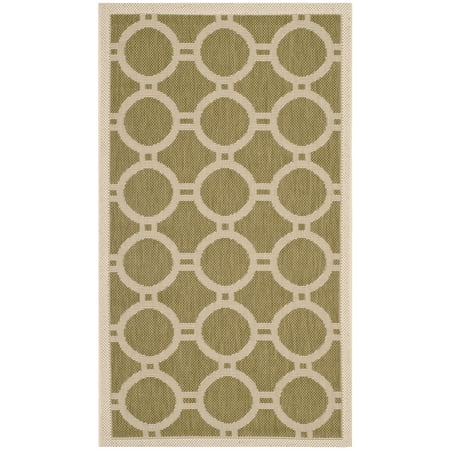 SAFAVIEH Courtyard Ariel Geometric Indoor/Outdoor Area Rug, Green/Beige, 2'7" x 5'