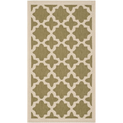 SAFAVIEH Courtyard Amanda Geometric Indoor/Outdoor Area Rug, Green/Beige, 2' x 3'7"