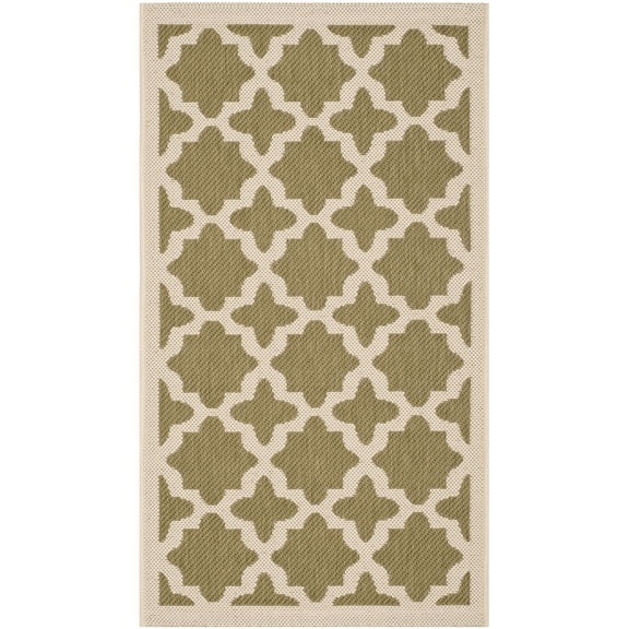 SAFAVIEH Courtyard Amanda Geometric Indoor/Outdoor Area Rug, Green/Beige, 2' x 3'7"