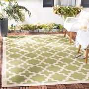 SAFAVIEH Courtyard Amanda Geometric Indoor/Outdoor Area Rug, Green/Beige, 4' x 4' Square