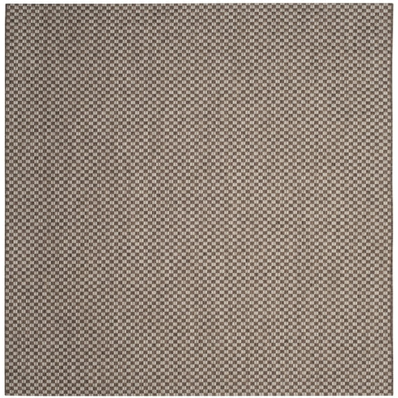 Safavieh Courtyard Blair Checkered Indoor/Outdoor Area Rug, Light Brown/Light Gray, 6'7" x 6'7" Square