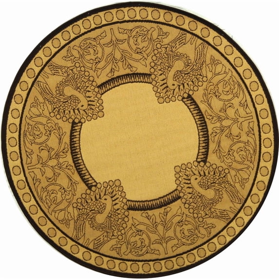 Safavieh Courtyard Cooper Botanical Indoor/Outdoor Area Rug, Natural/Chocolate, 5'3" x 5'3" Round