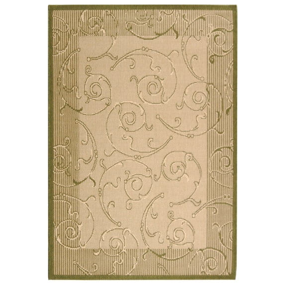 Safavieh Courtyard Daniel Oriental Indoor/Outdoor Area Rug, Natural/Olive, 4' x 5'7"