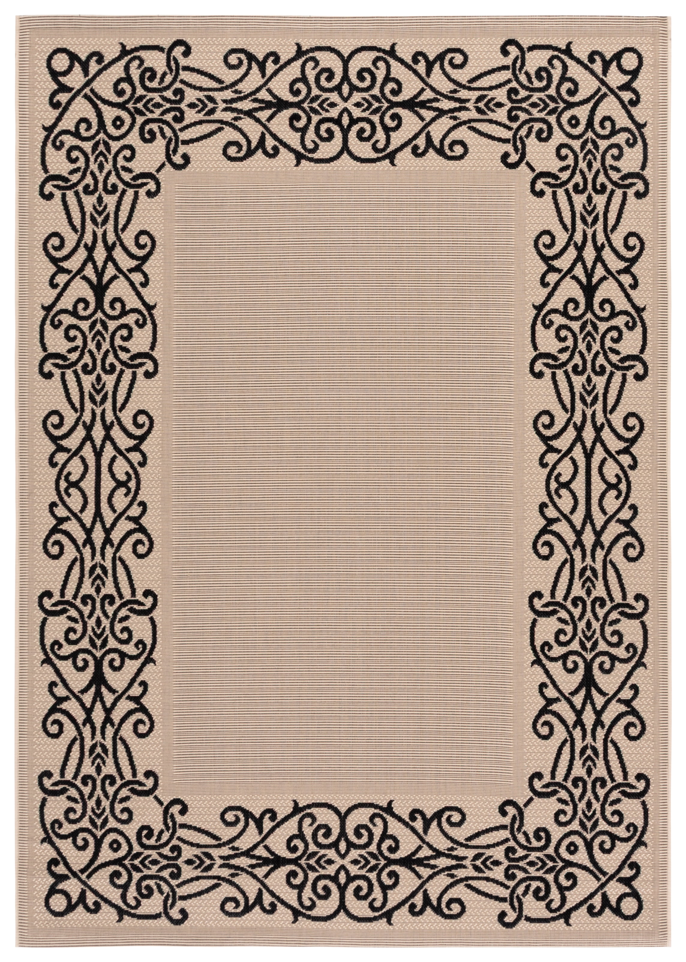 Safavieh Courtyard Ellie Oriental Indoor/Outdoor Area Rug, Sand/Black, 4' x 5'7"
