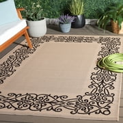 Safavieh Courtyard Ellie Oriental Indoor/Outdoor Area Rug, Sand/Black, 4' x 5'7"