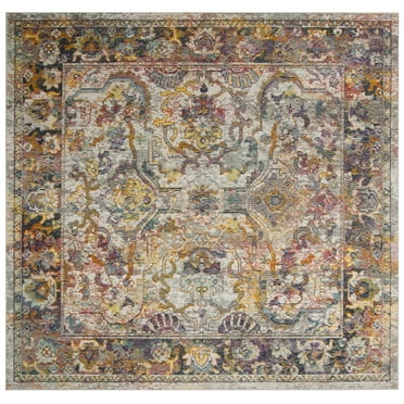 Safavieh CRS504A Crystal Area Rug-Color:Light Blue/Orange,Shape:Square,Size:7' X 7'