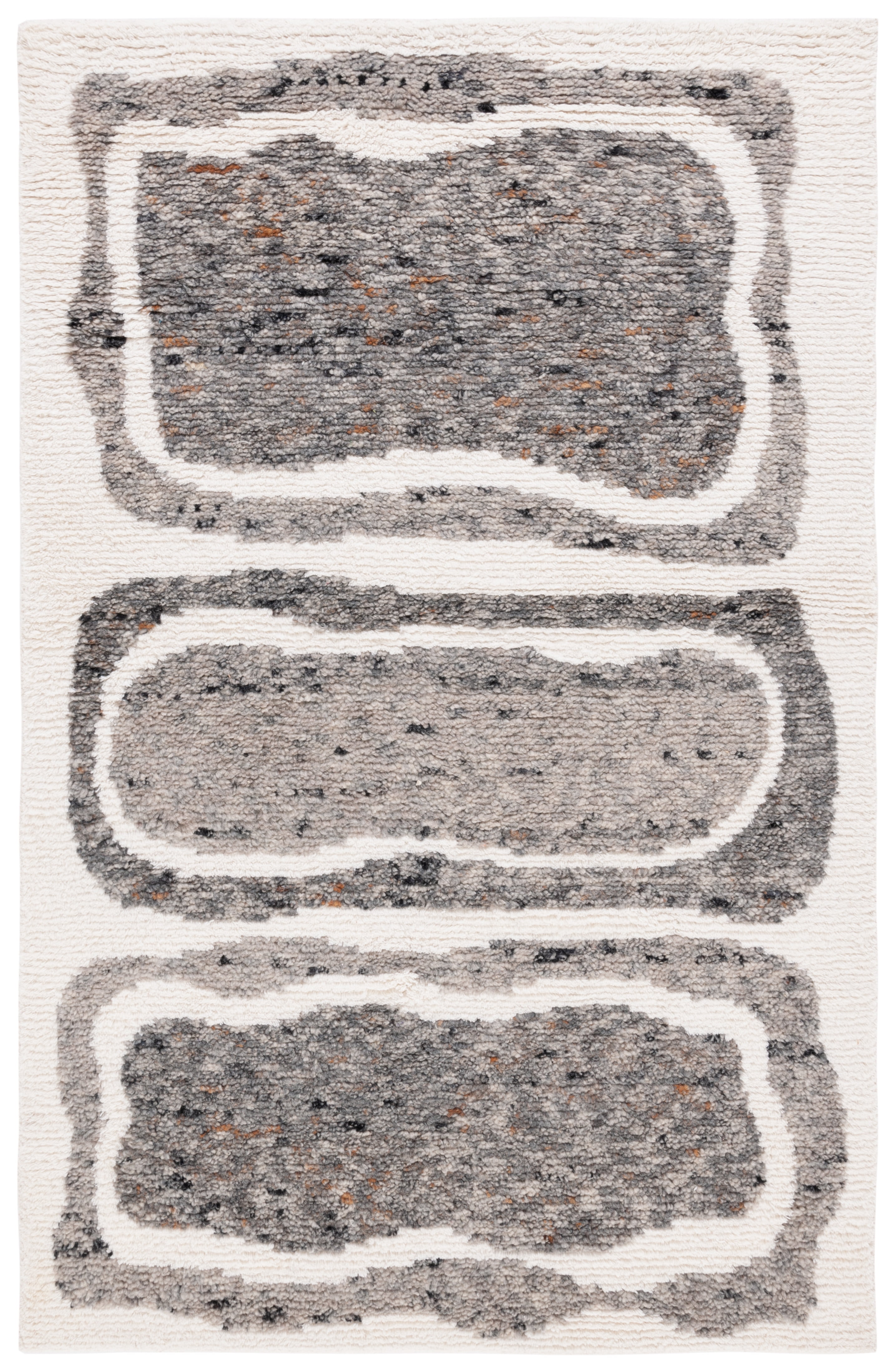 SAFAVIEH Casablanca Rhoda Geometric Wool Area Rug, Ivory/Dark Grey, 6' x 9'