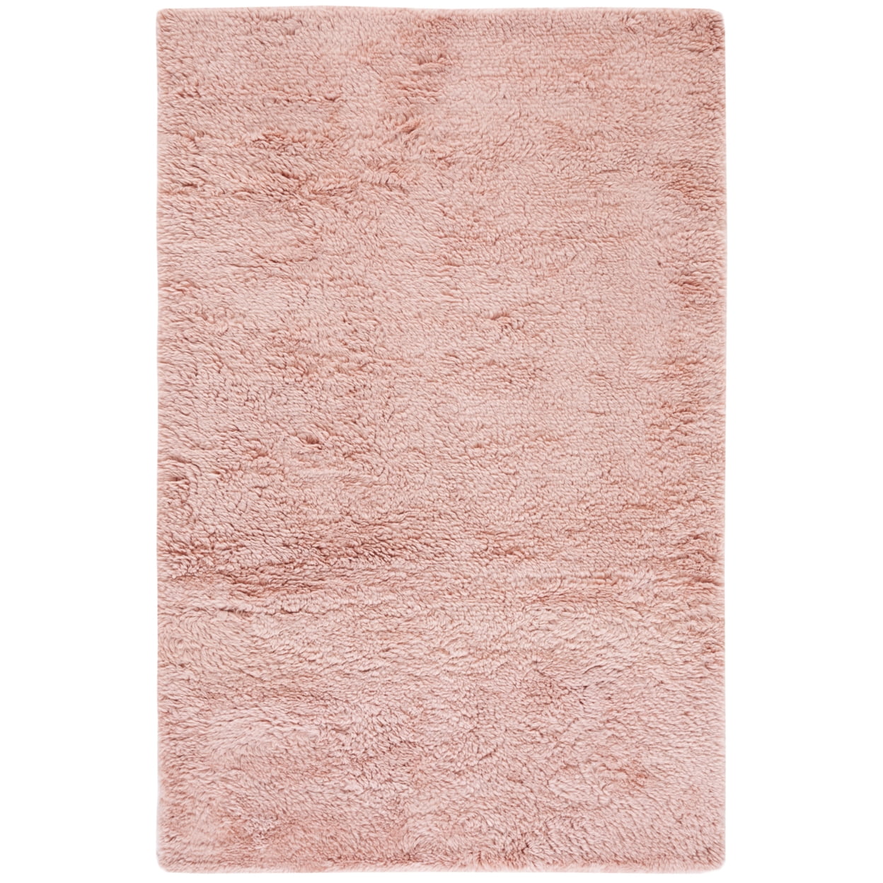 Pink 8' x 10' Handmade Wool Shag Area Rug
