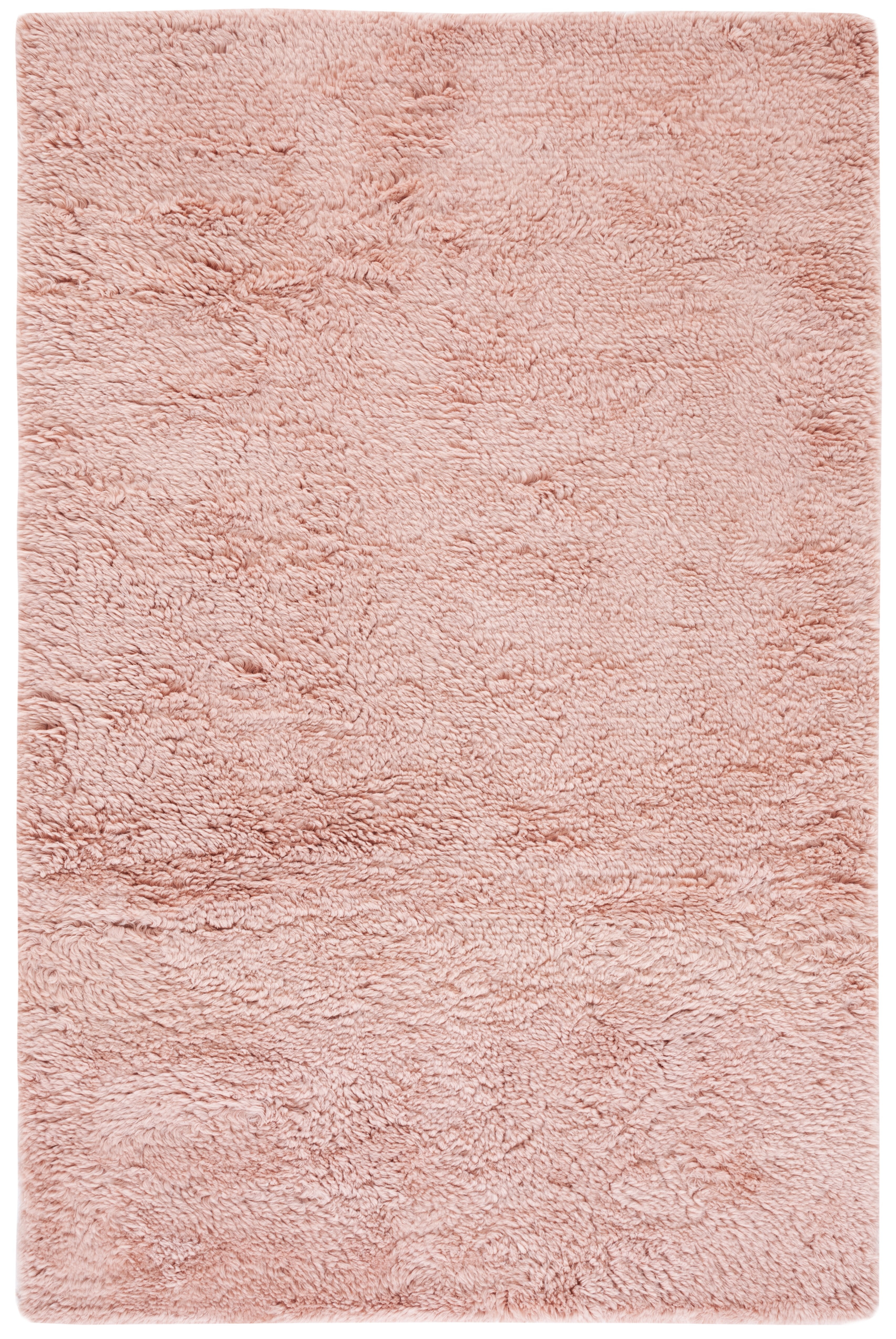Pink 8' x 10' Handmade Wool Shag Area Rug