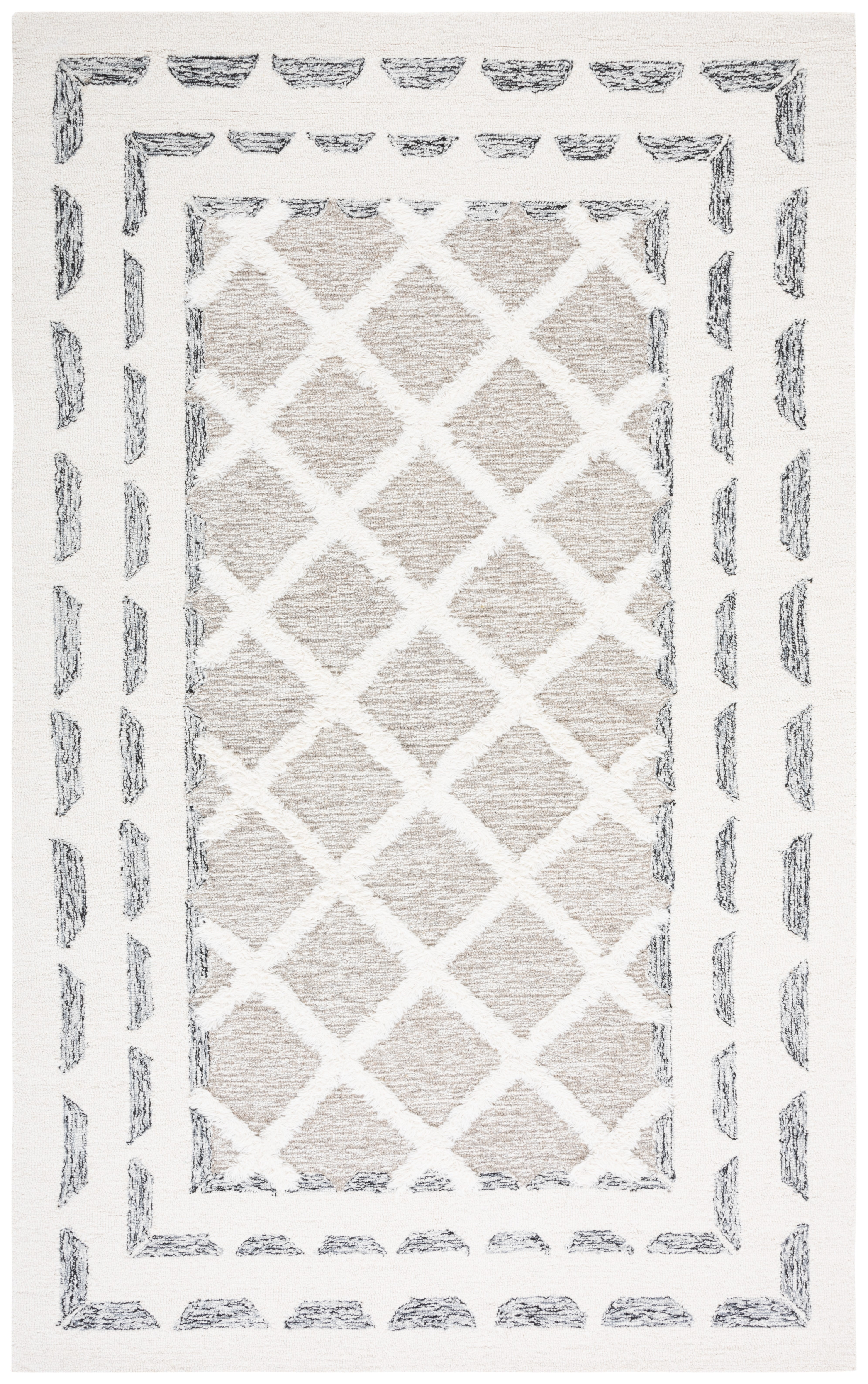Casablanca Square Hand Tufted Gray Shag Wool Rug 3' x 5'