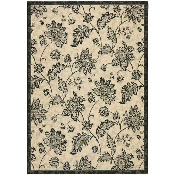 Safavieh CY6830-16-6 Courtyard Rug - Creme / Black - 6.58 x 9.5 ft.