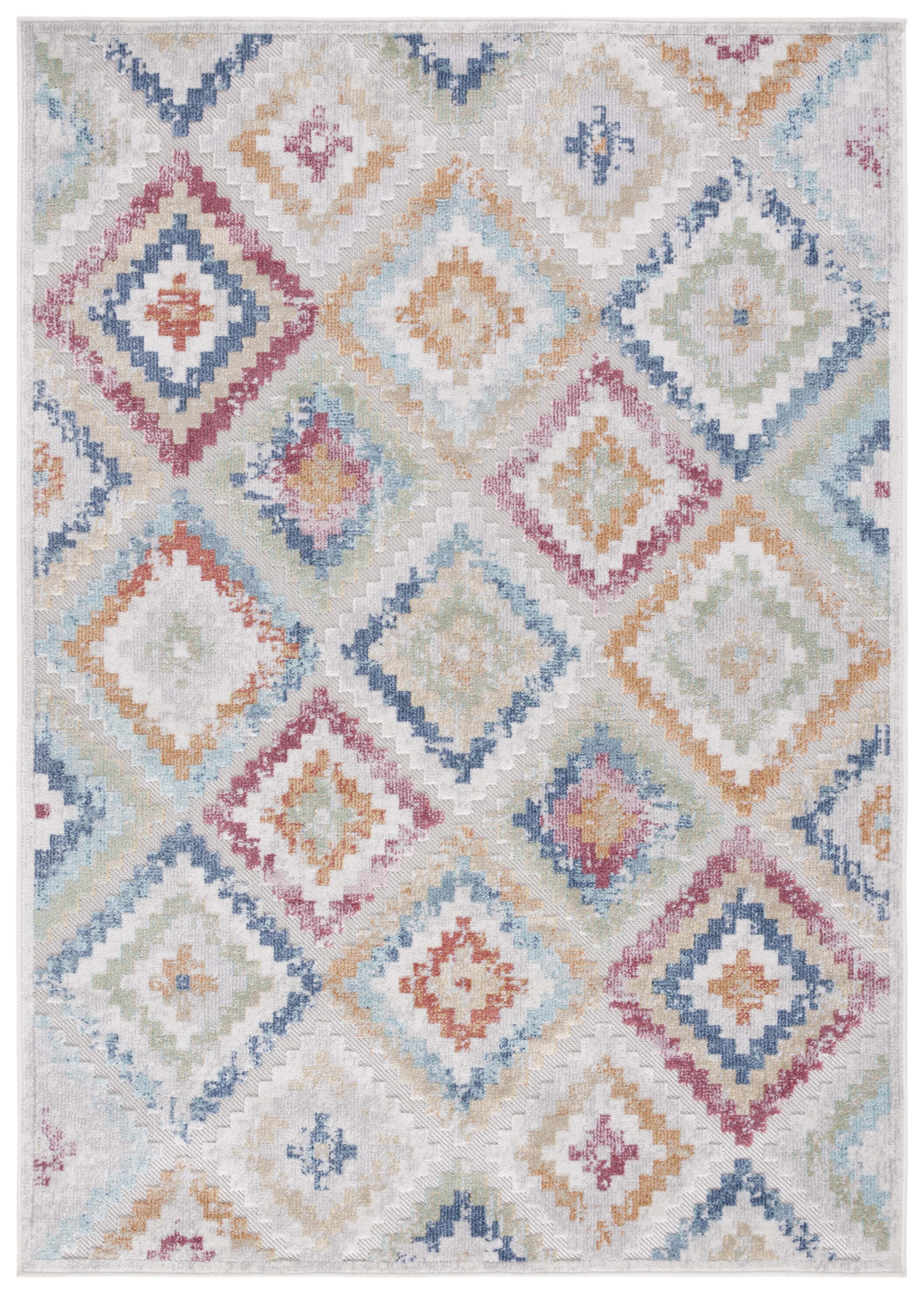 Safavieh  Cabana Artana Indoor/ Outdoor Boho Rug 5'3" x 7'6" - Red Blue Multi