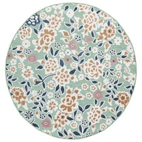 SAFAVIEH Cabana Tobias Floral Indoor/Outdoor Area Rug, Green/Navy, 4' x 4' Round