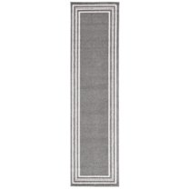 SAFAVIEH Cabana Rado Bordered Indoor/Outdoor Runner Rug, Grey/Ivory, 2'2" x 8'