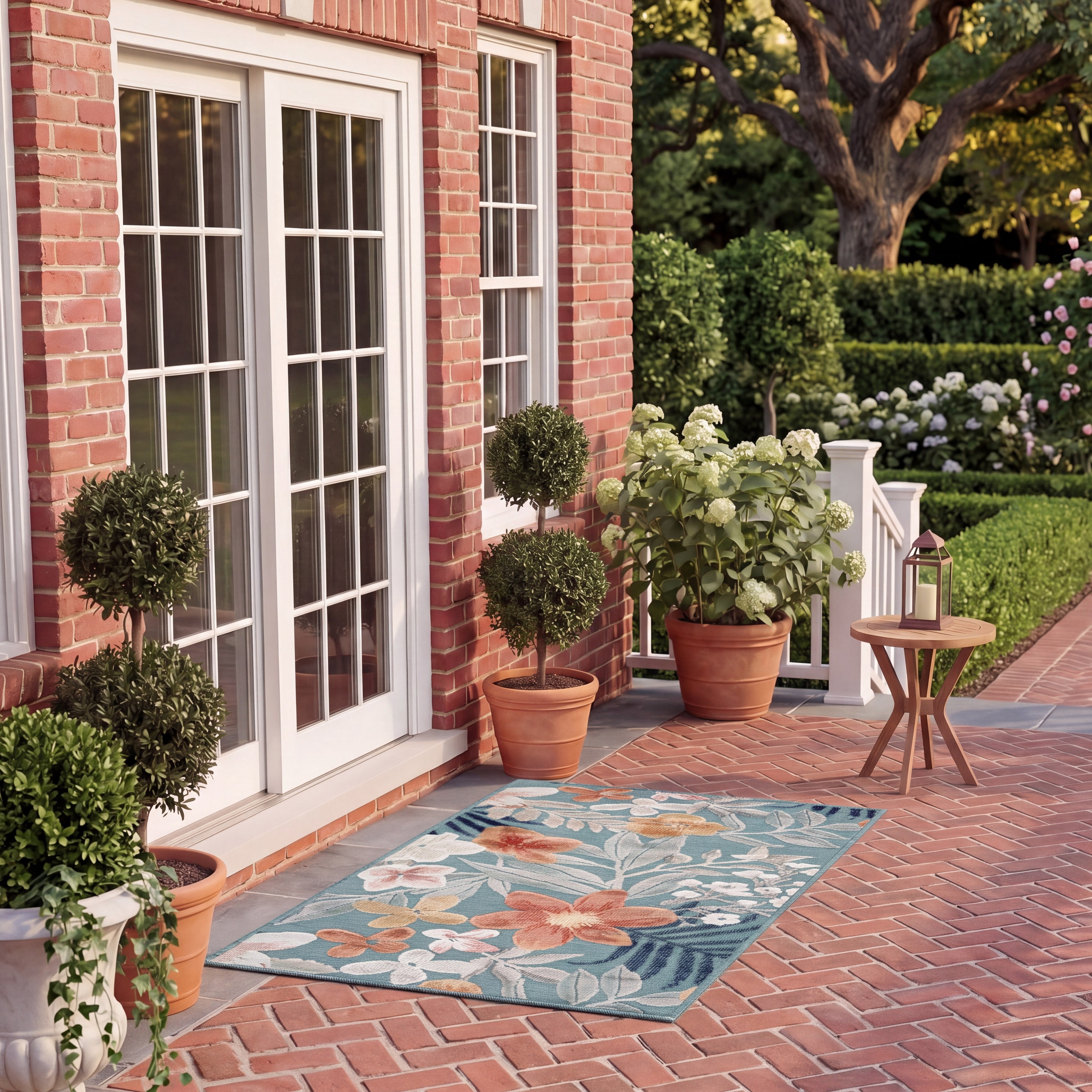 Safavieh Cabana Caris Floral Indoor/Outdoor Area Rug, Aqua/Rust, 6' x 8'
