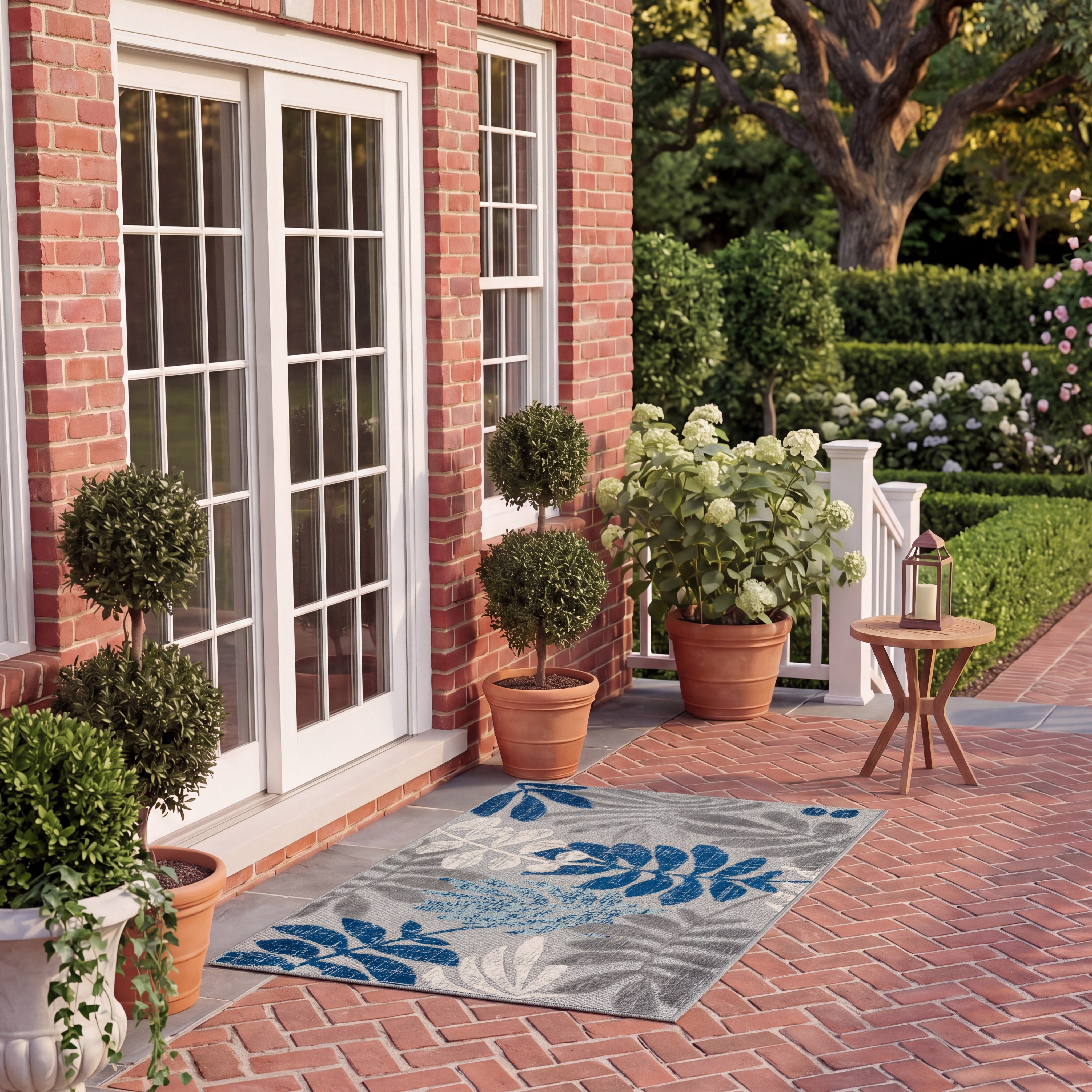 Safavieh Cabana Elouise Botanical Indoor/Outdoor Area Rug, Gray/Blue, 6' x 8'