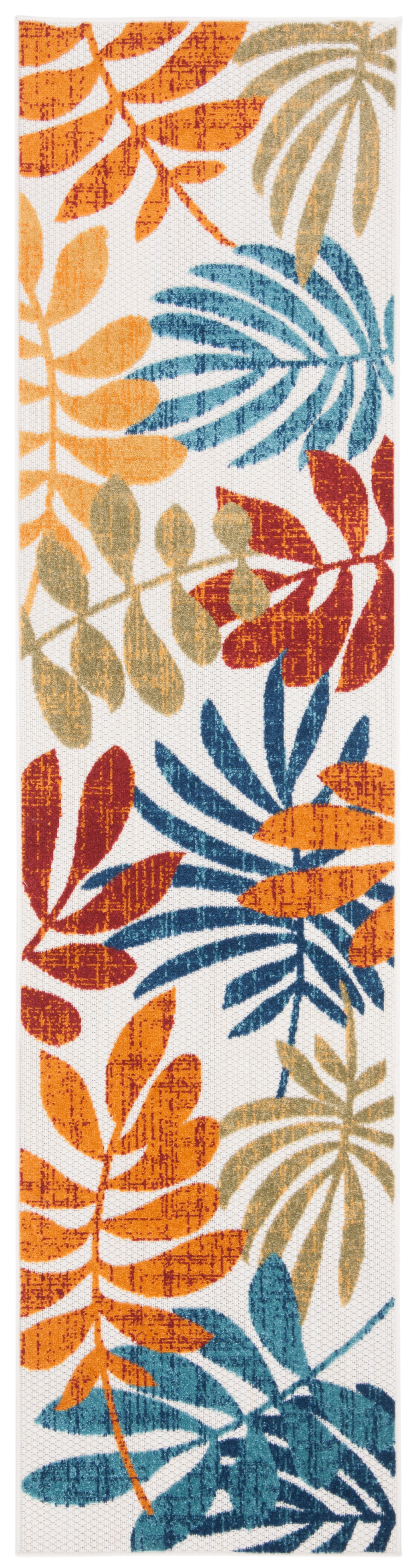 SAFAVIEH Cabana Elouise Botanical Indoor/Outdoor Runner Rug, Creme/Red, 2' x 8'