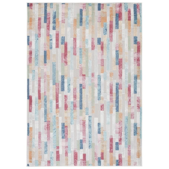 Safavieh  Cabana Ettorina Indoor/ Outdoor Boho Rug 4' x 6' - Red Aqua/Ivory