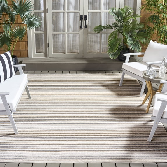 Safavieh Cabana Fedelma Striped Indoor/Outdoor Area Rug, Ivory/Gray, 10' x 14'