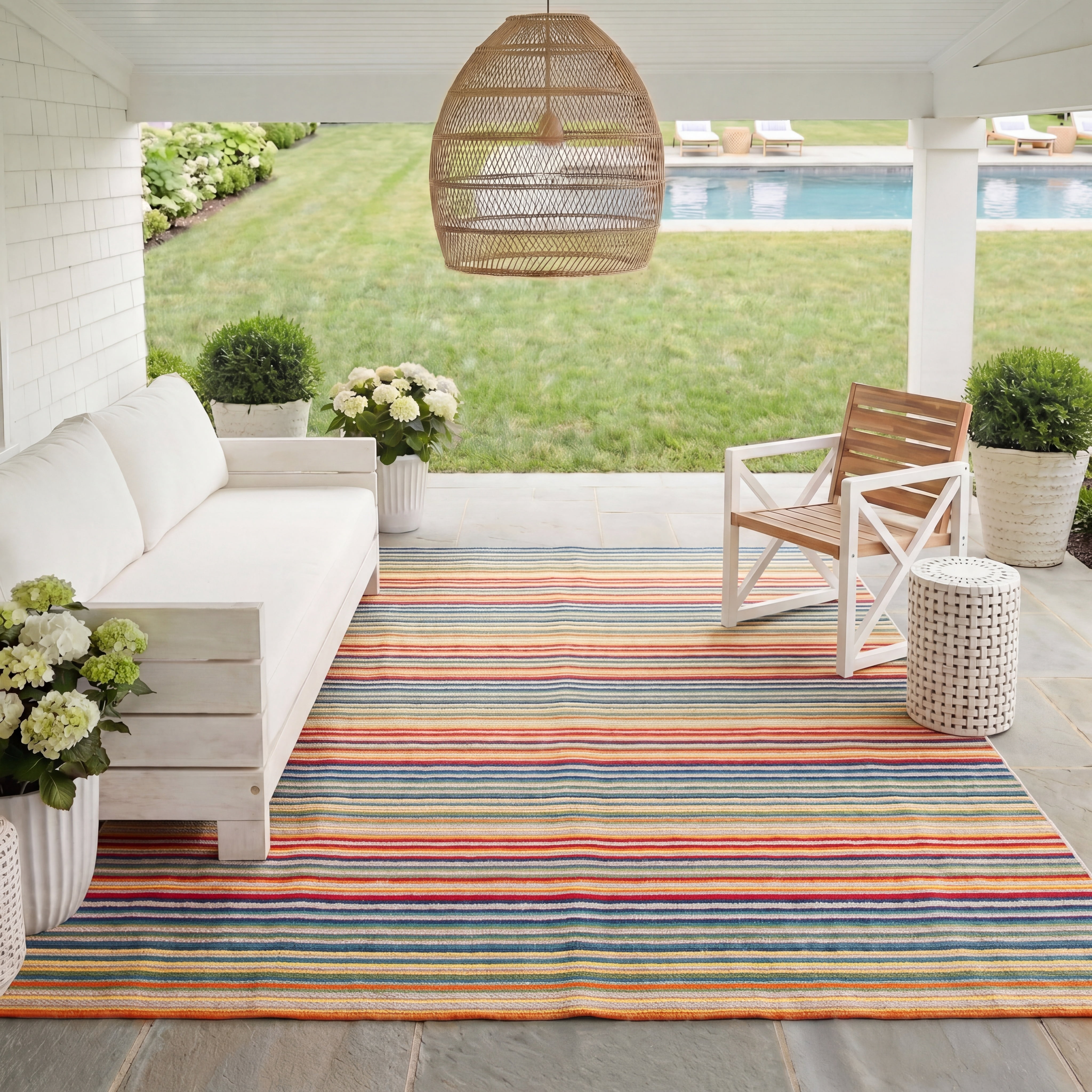 Safavieh Cabana Fedelma Striped Indoor/Outdoor Area Rug, Ivory/Green, 11' x 15'