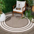 thumbnail image 1 of Safavieh Cabana Henry Striped Indoor/Outdoor Area Rug, Dark Beige/Ivory, 6'7" x 6'7" Round, 1 of 15