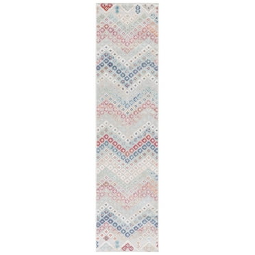 Safavieh  Cabana Ionelia Indoor/ Outdoor Boho Chevron Rug 2'2" x 9' Runner - Rust Blue/Ivory