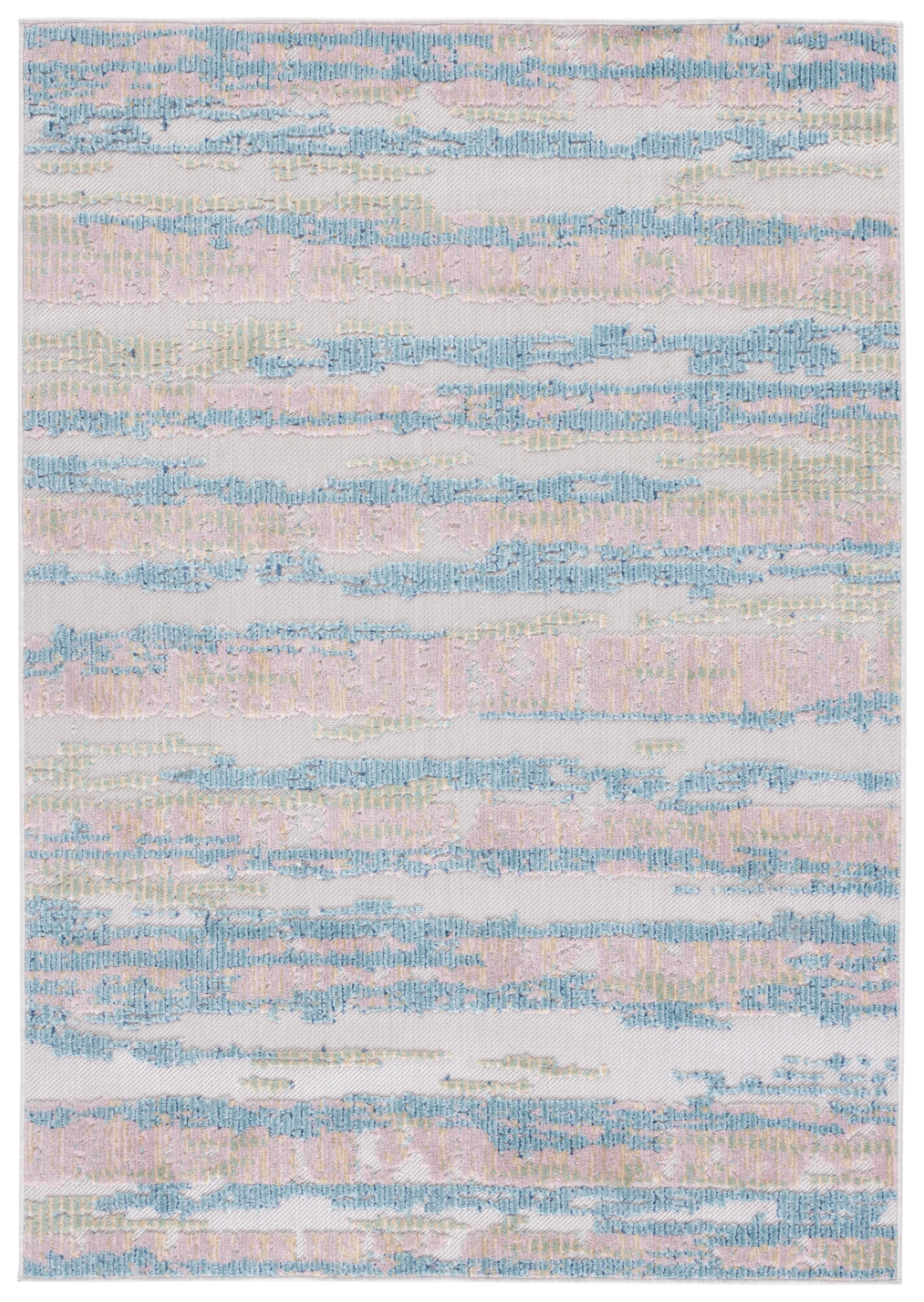 Safavieh  Cabana Maybritt Indoor/ Outdoor Boho Rug 5'3" x 7'6" - Aqua/Pink