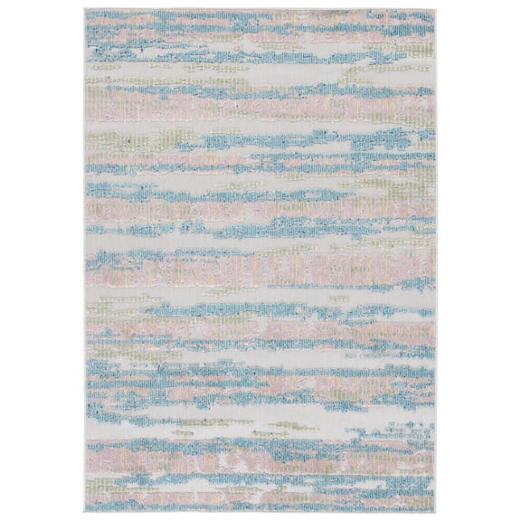 Safavieh  Cabana Maybritt Indoor/ Outdoor Boho Rug 5'3" x 7'6" - Aqua/Pink