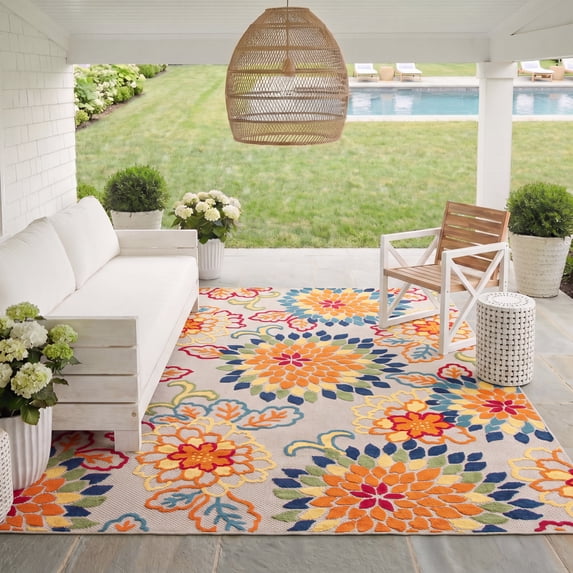 Safavieh Cabana Michelle Floral Indoor/Outdoor Area Rug, Ivory/Orange, 2' x 3'